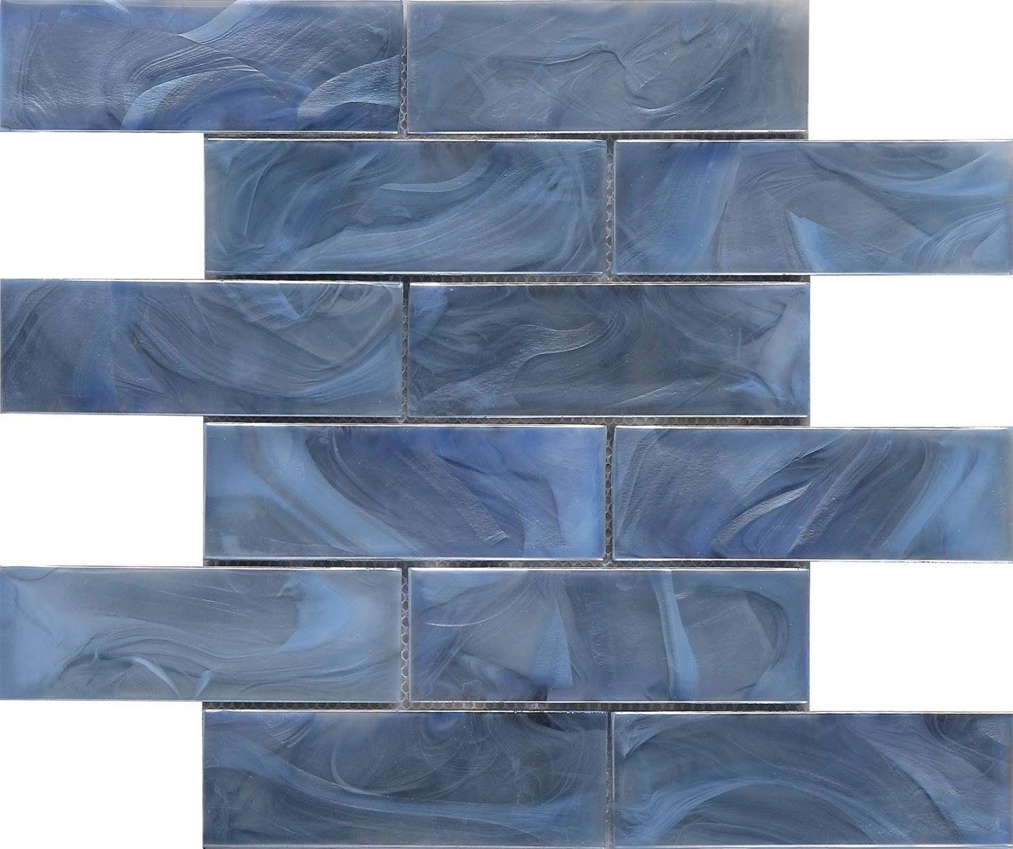 Hot Melted Glass Silken Blue Brick