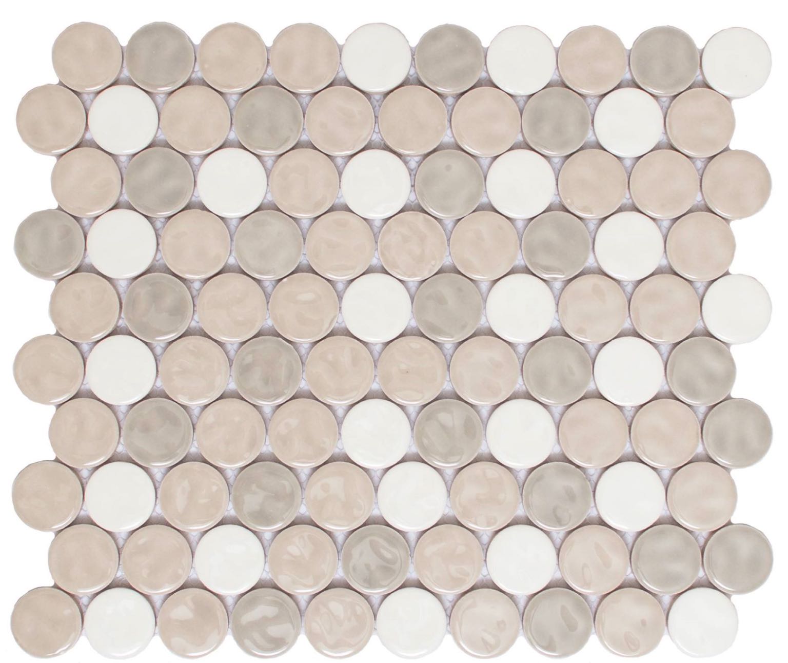 White Body Ceramic Royal Flax Penny Rounds