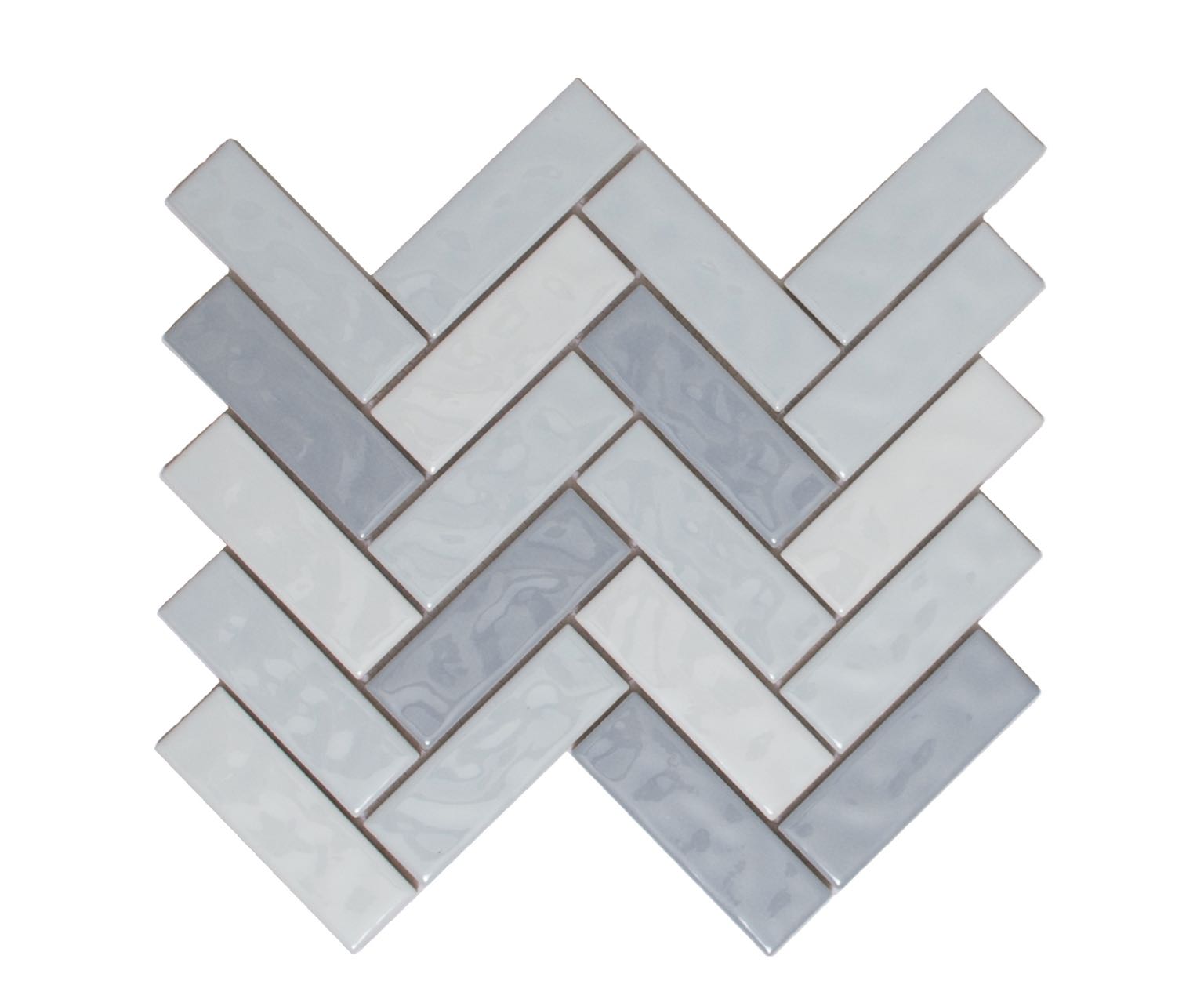 White Body Ceramic Sylvan Mist Herringbone