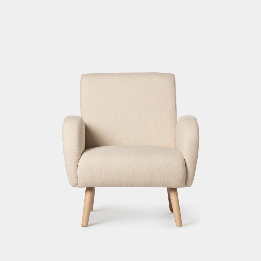 Sillón de lectura beige con pata natural