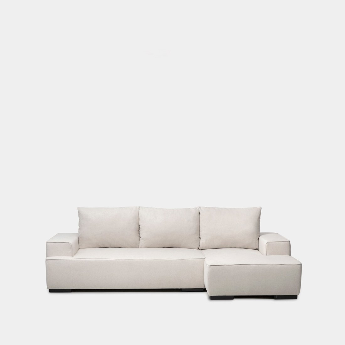 Sofá cama chaise longue derecha de 3 plazas beige