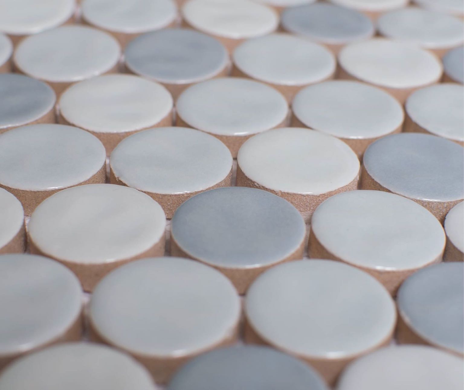 White Body Ceramic Sylvan Mist Penny Rounds